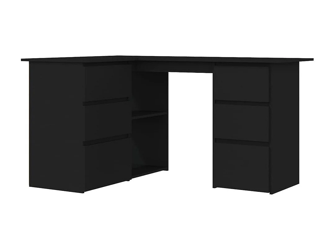 Scrivania ad Angolo Nera 145x100x76 cm in Legno Multistrato
