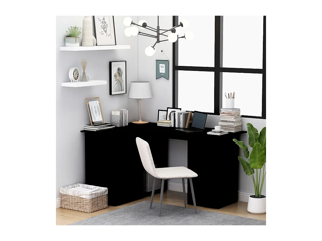 Bureau d'angle Noir 145x100x76 cm Bois d'ingénierie