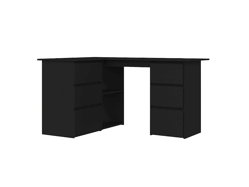 Scrivania ad Angolo Nera 145x100x76 cm in Legno Multistrato