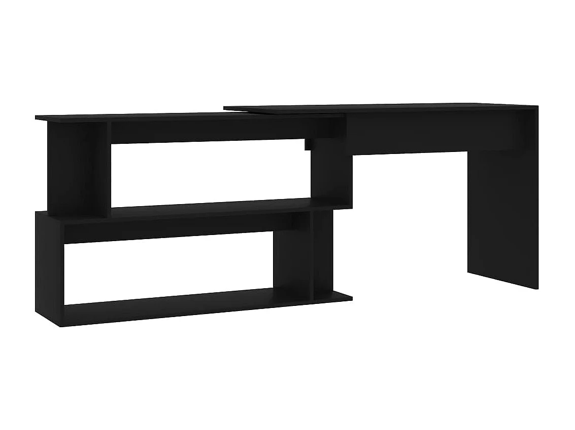 Scrivania ad Angolo Nera 200x50x76 cm in Legno Multistrato