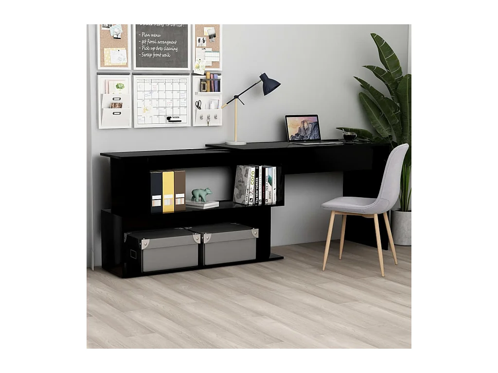 Bureau d'angle Noir 200x50x76 cm Bois d’ingénierie