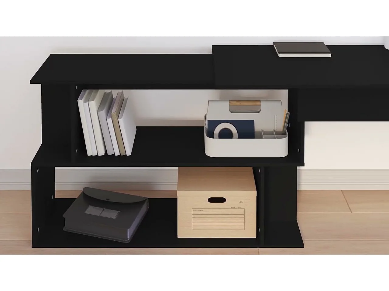 Bureau d'angle Noir 200x50x76 cm Bois d’ingénierie