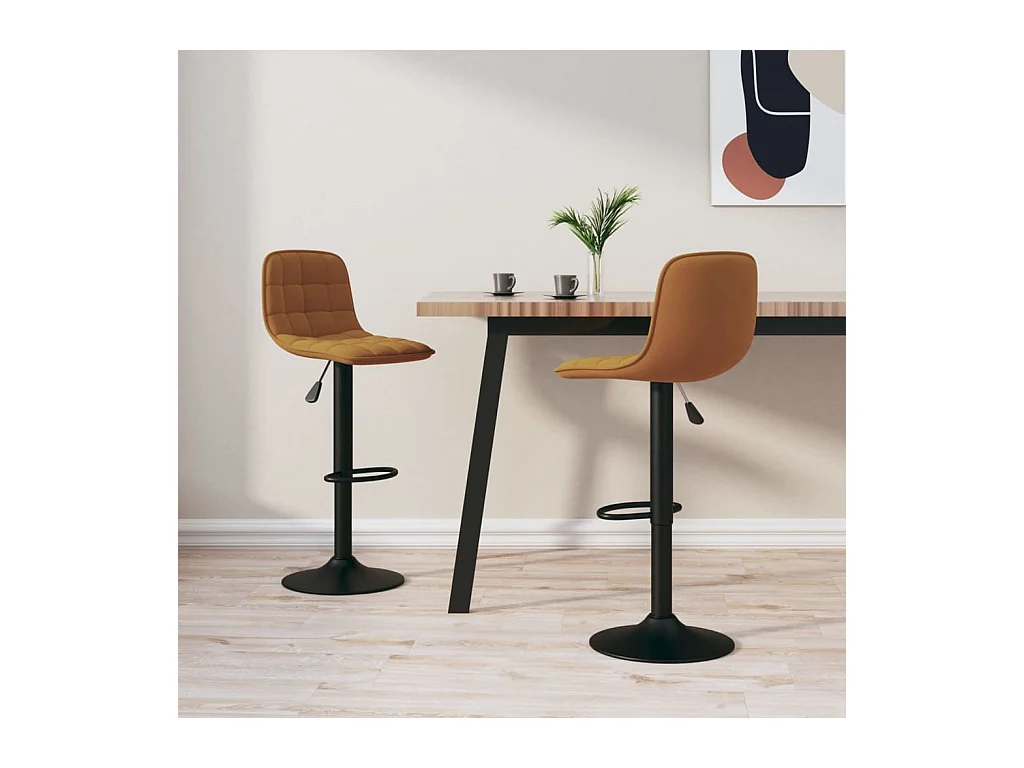 Tabourets de bar lot de 2 marron velours