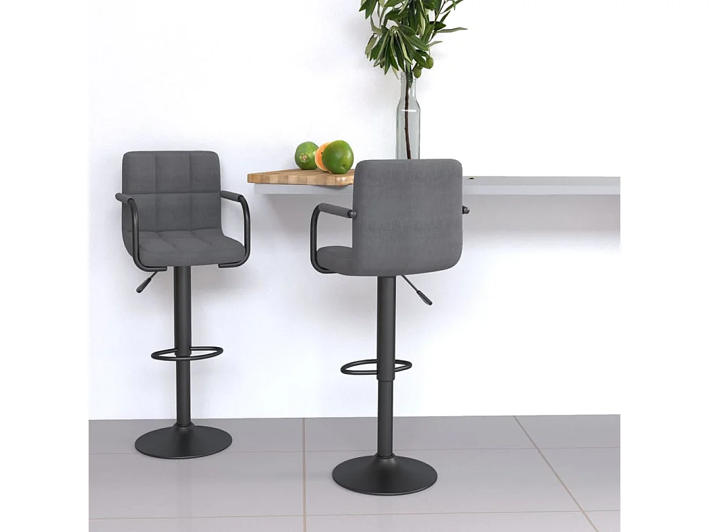 Tabourets de bar lot de 2 gris clair tissu