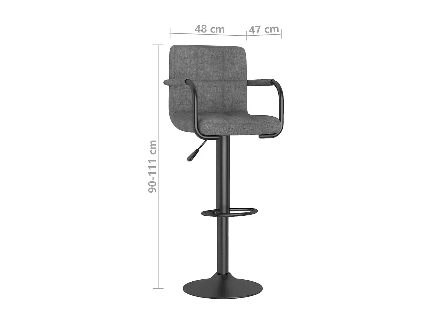 Tabourets de bar lot de 2 gris clair tissu