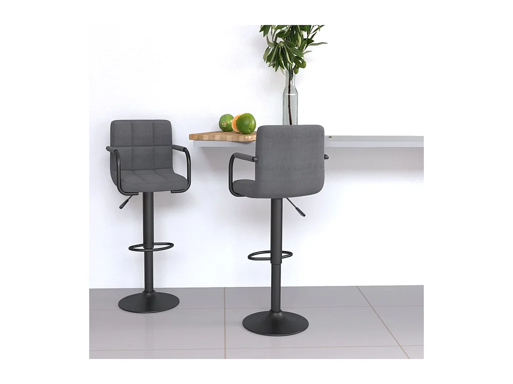 Barhocker 2 Stk. Hellgrau Stoff