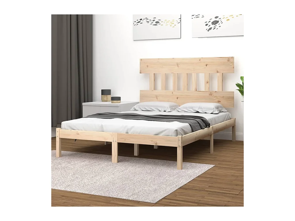 Cadre de lit sans matelas 140x190 cm bois massif