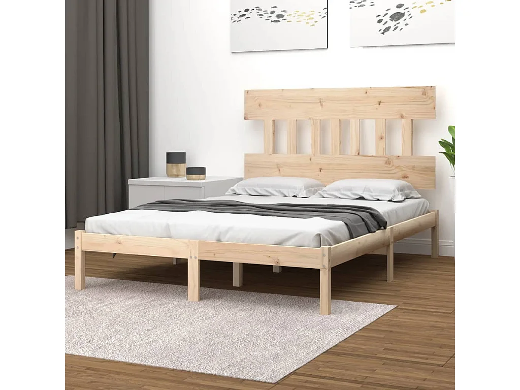 Estructura de cama madera maciza de pino 140x190 cm