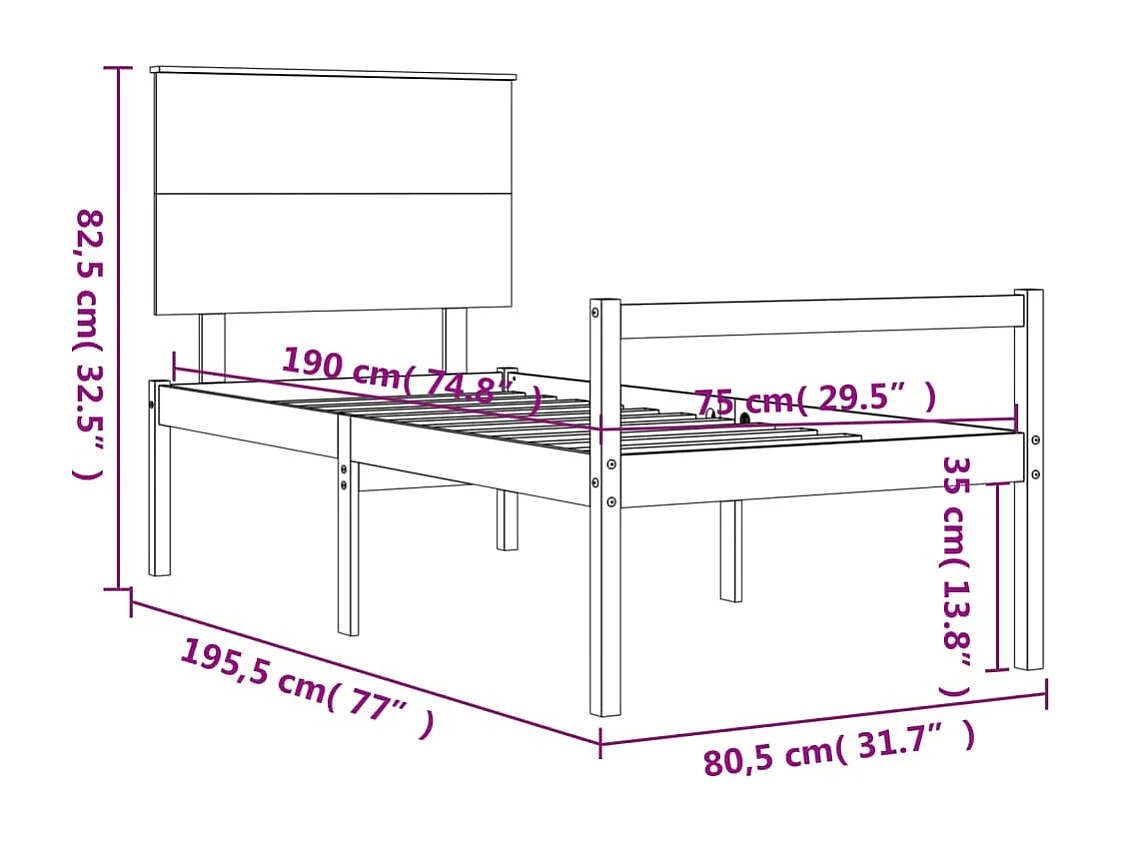 Seniorenbed met hoofdbord massief hout