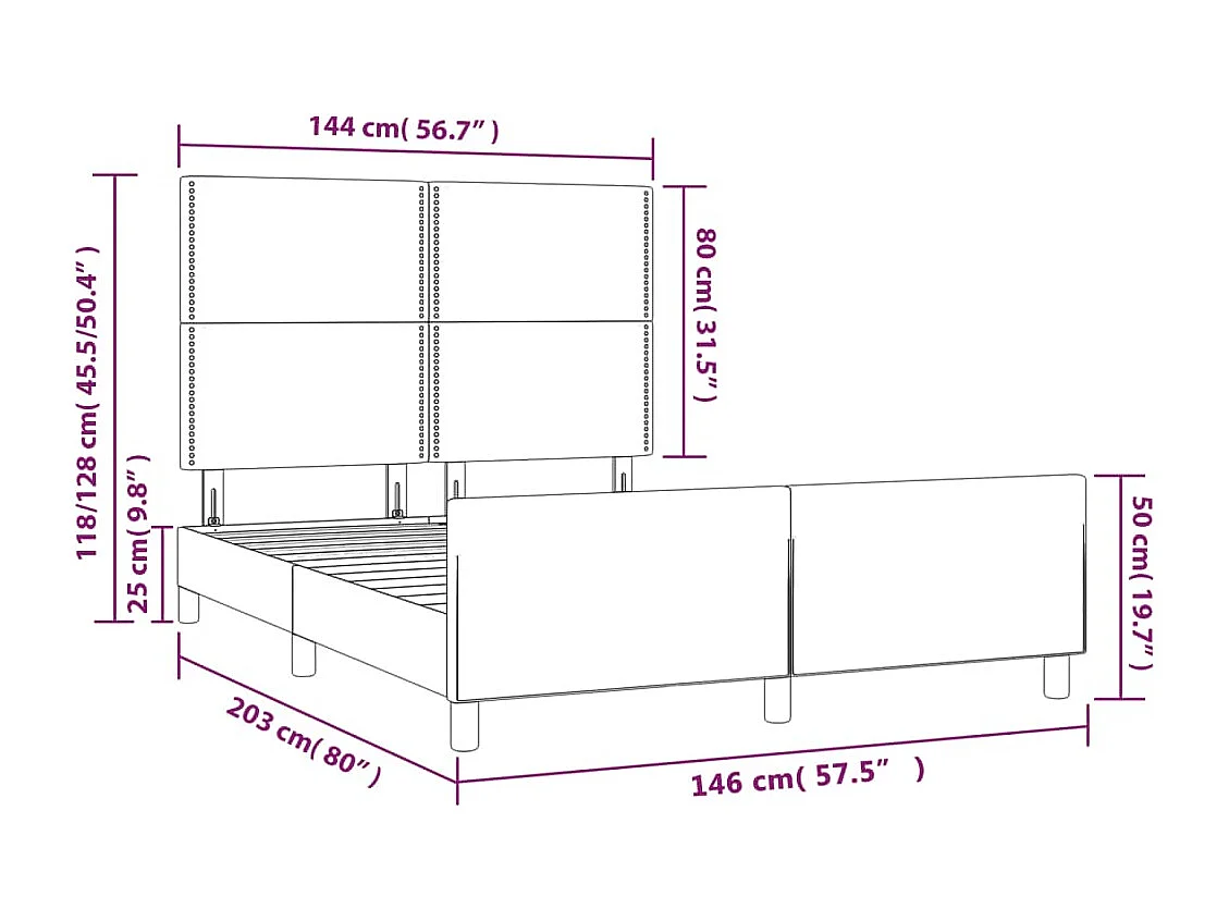 Estrutura cama cabeceira 140x200 cm couro artificial cappuccino