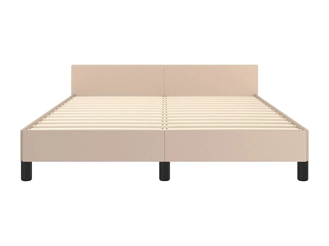 Estrutura cama cabeceira 140x200 cm couro artificial cappuccino