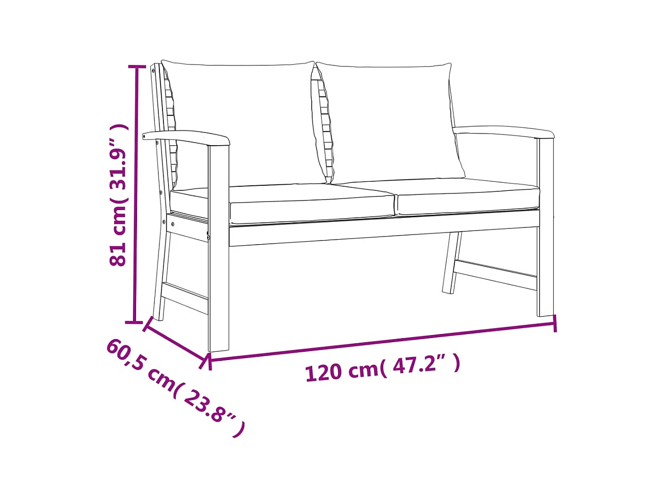 Set da Pranzo Giardino 4pz con Cuscini Legno Massello di Acacia