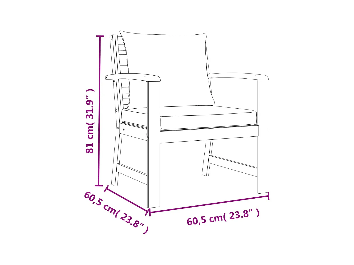 Set da Pranzo Giardino 4pz con Cuscini Legno Massello di Acacia