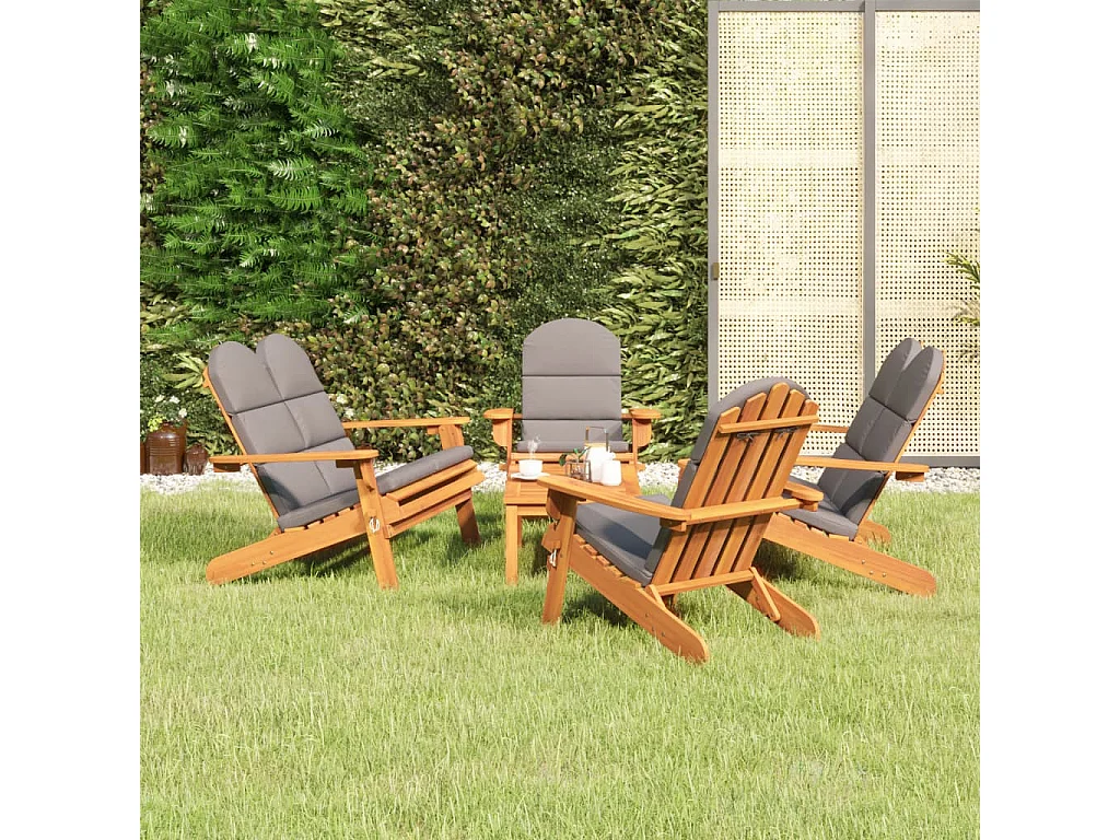 5 pcs conjunto lounge jardim Adirondack madeira acácia maciça