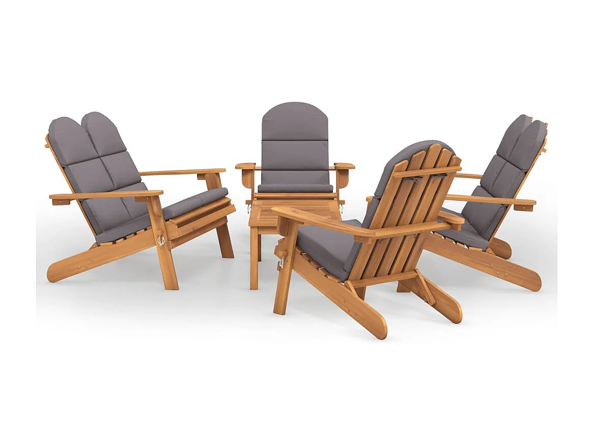 5 pcs conjunto lounge jardim Adirondack madeira acácia maciça
