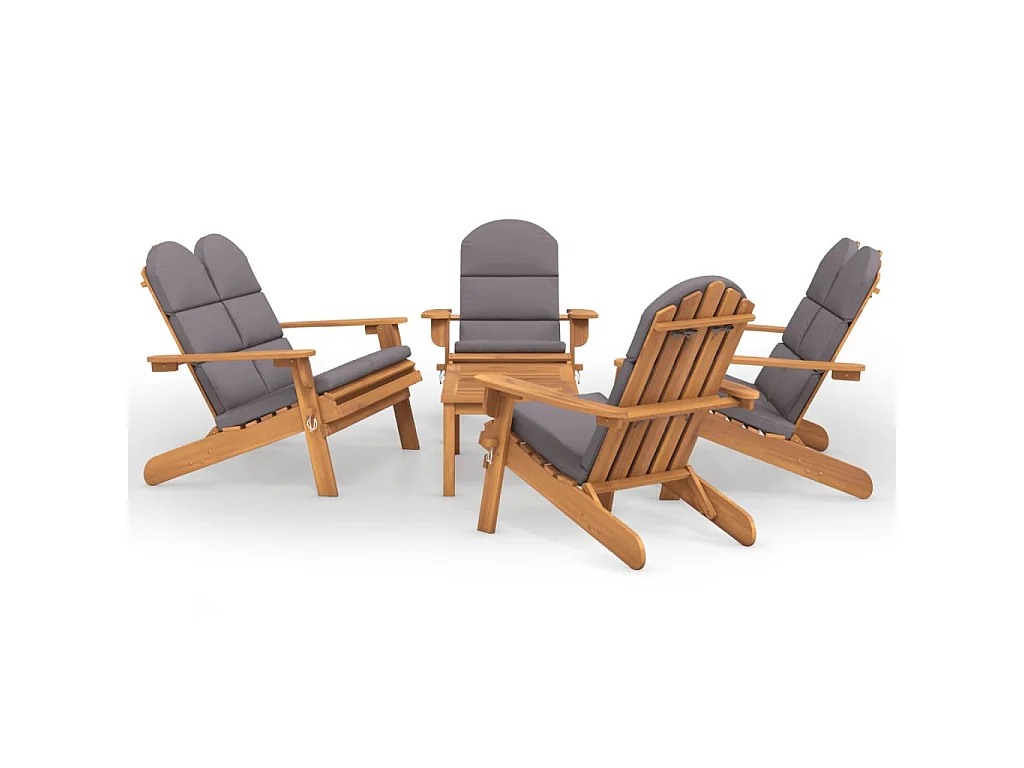 Set Salotto da Giardino Adirondack 5pz Legno Massello di Acacia
