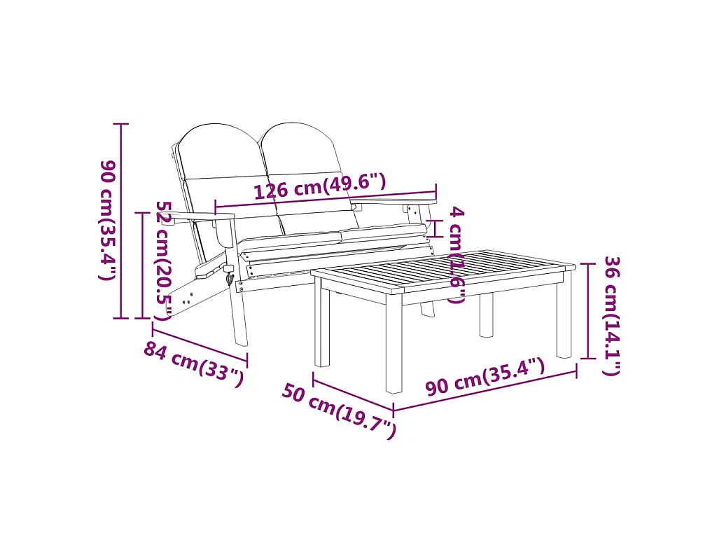Set Salotto da Giardino Adirondack 5pz Legno Massello di Acacia
