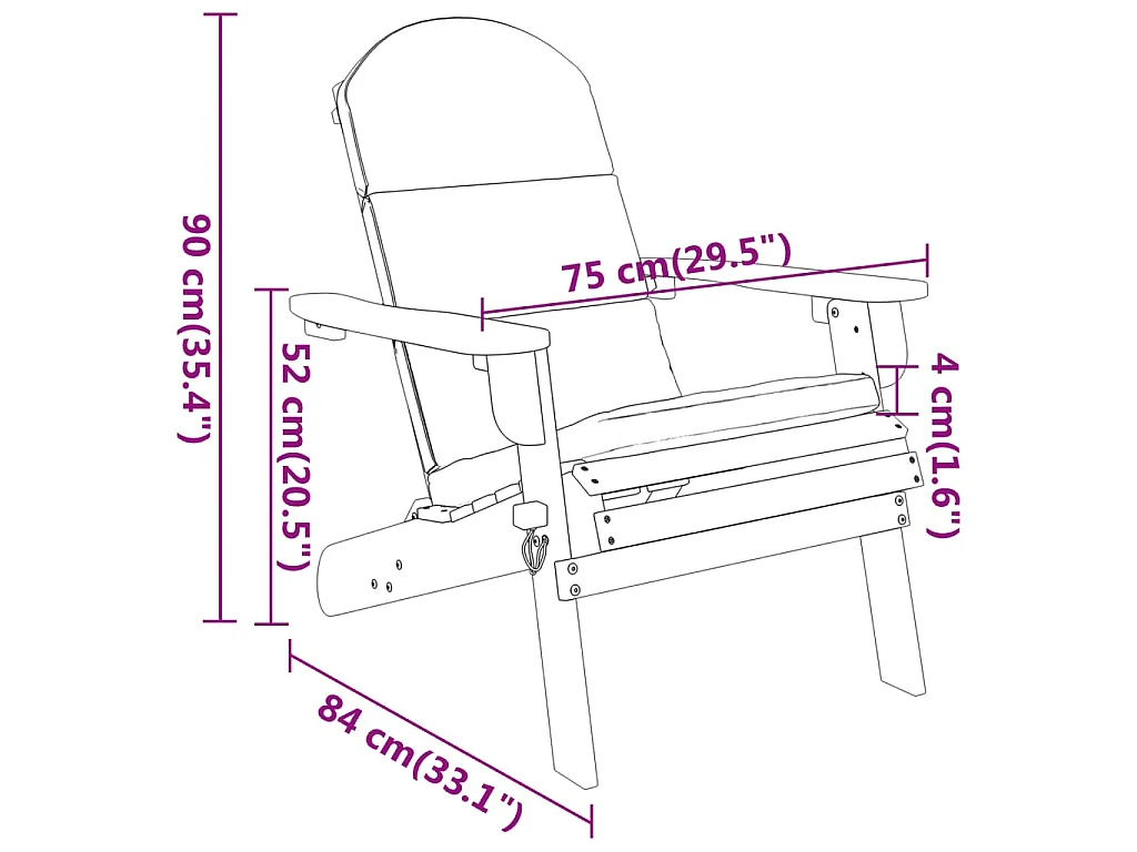 Set Salotto da Giardino Adirondack 5pz Legno Massello di Acacia
