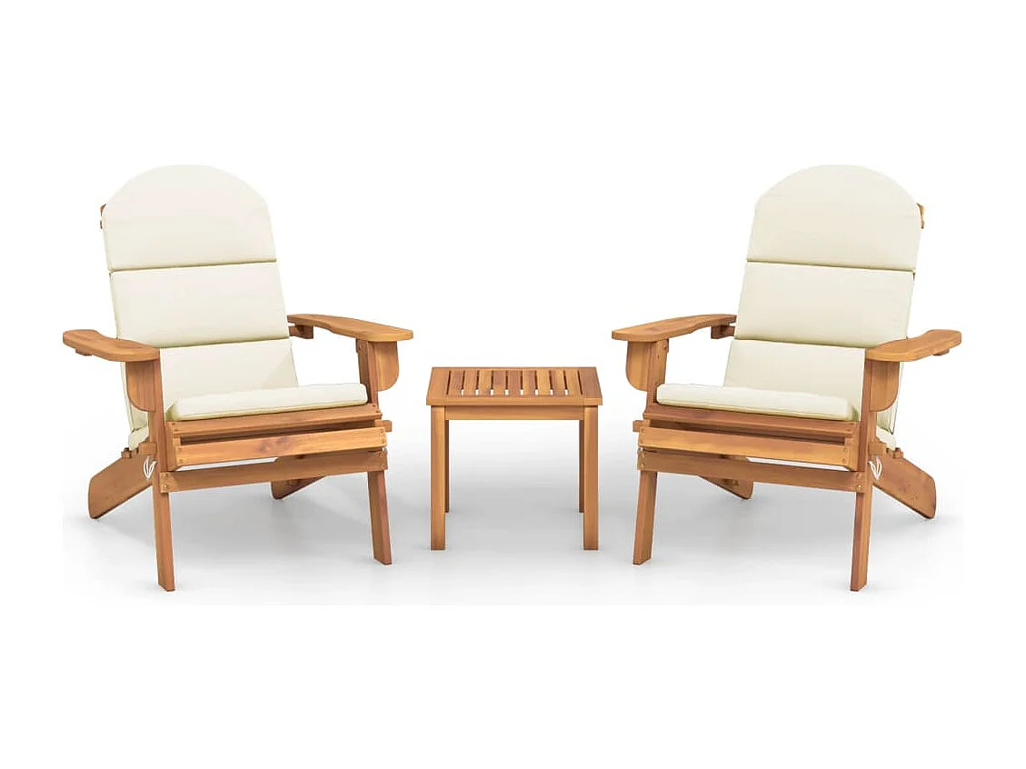 3-tlg. Garten-Lounge-Set Adirondack Massivholz Akazie