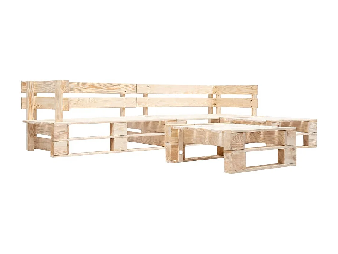 Canapés de jardin palette 4 pcs Naturel Bois