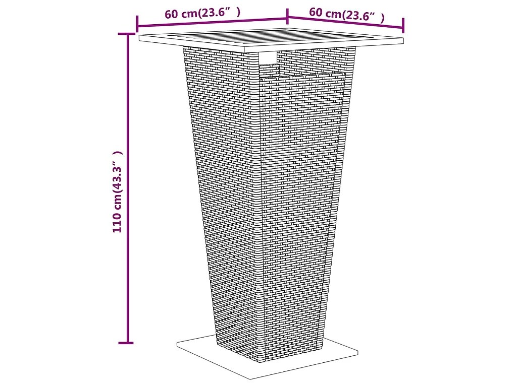 Set Bar Giardino 3 pz Nero Polyrattan e Legno Massello Acacia