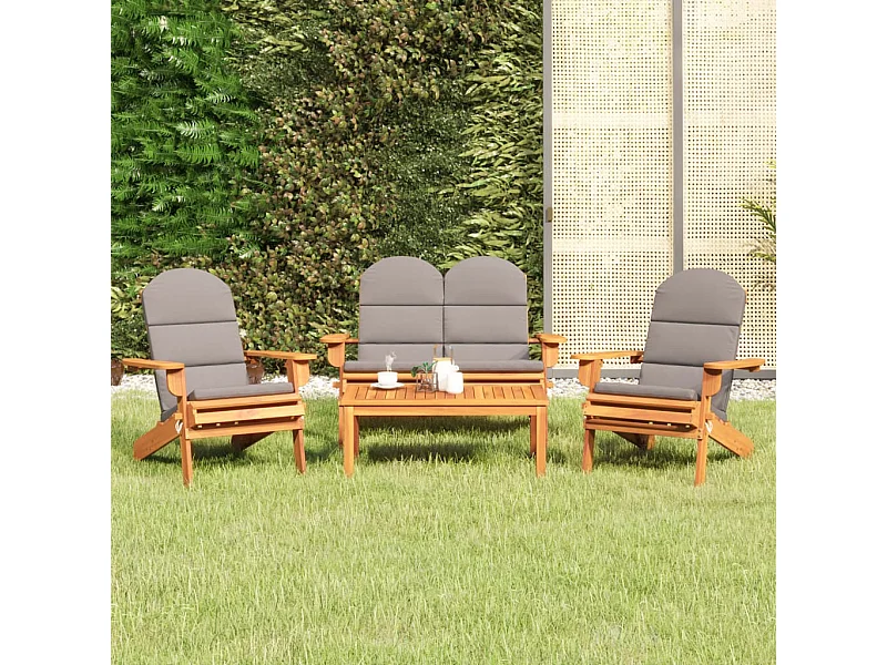 Ensemble de salon de jardin Adirondack 4 pcs bois acacia solide