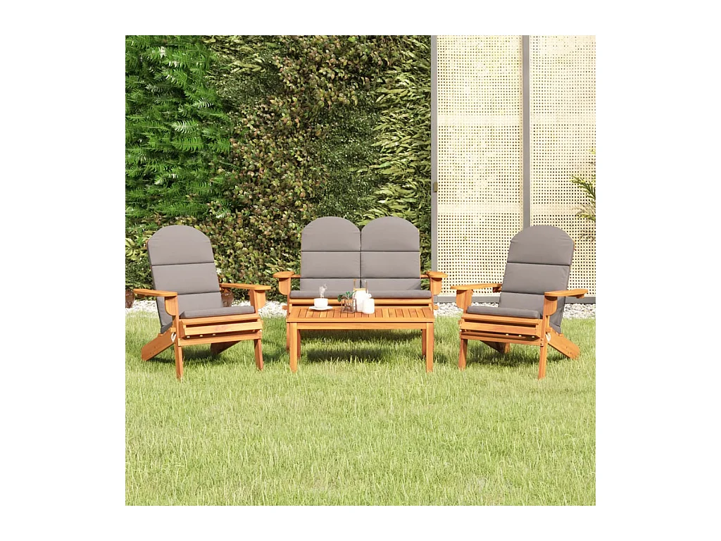 Ensemble de salon de jardin Adirondack 4 pcs bois acacia solide