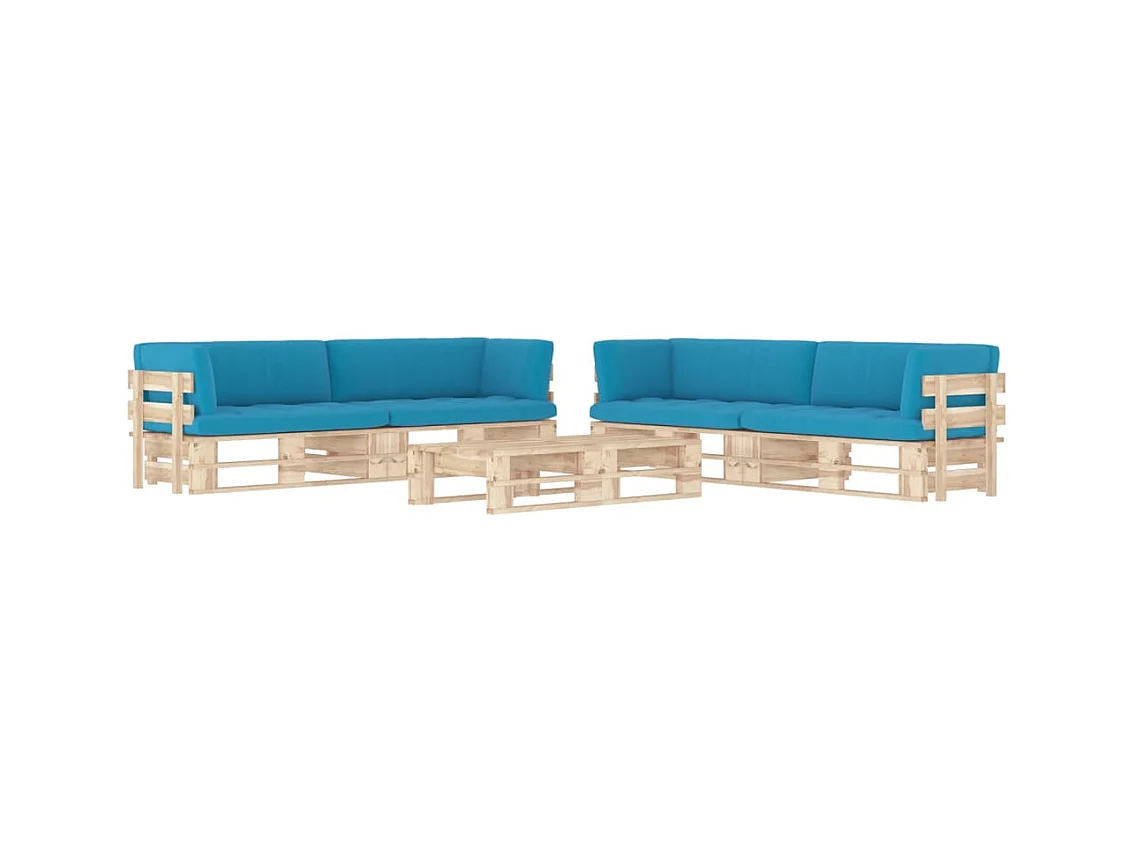 6-tlg. Paletten-Lounge-Set mit Kissen Imprägniertes Kiefernholz