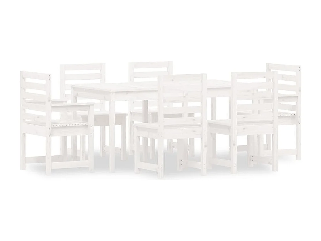 Ensemble à manger de jardin 7 pcs blanc bois massif de pin