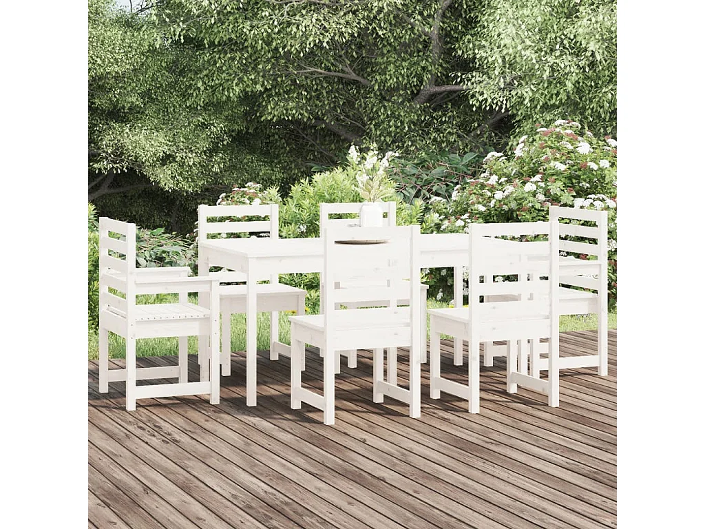 7-delige Tuinset massief grenenhout wit