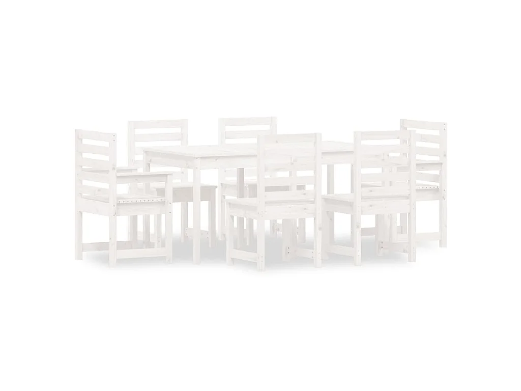 7-delige Tuinset massief grenenhout wit