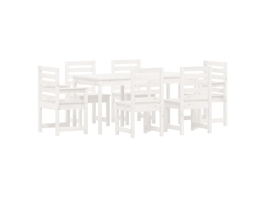 Ensemble à manger de jardin 7 pcs blanc bois massif de pin