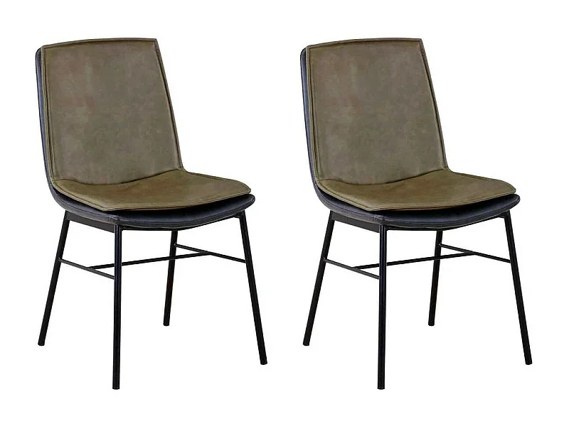 Lot de 2 Chaises Design "Brady" 84cm Vert & Gris