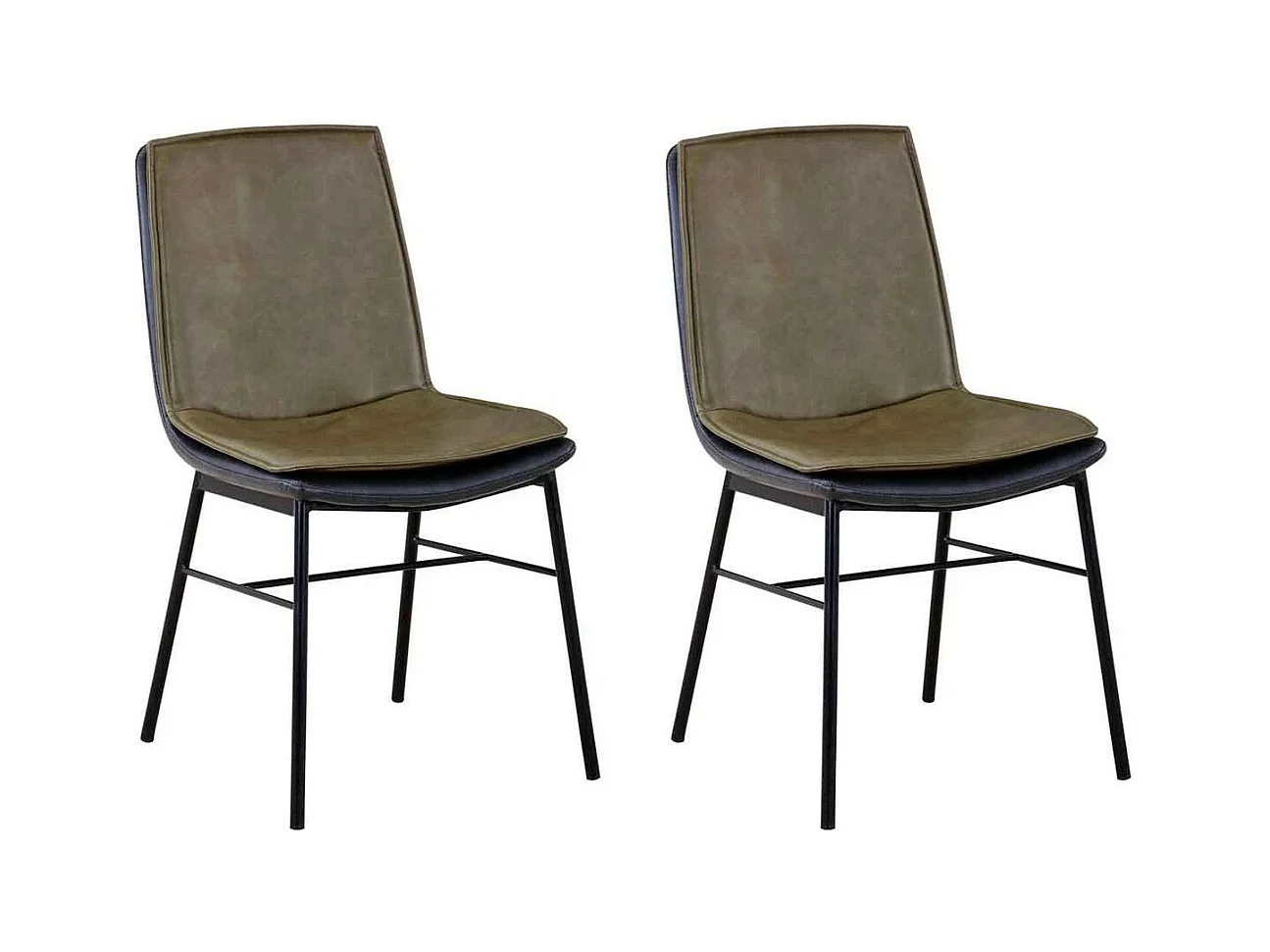 Lot de 2 Chaises Design "Brady" 84cm Vert & Gris