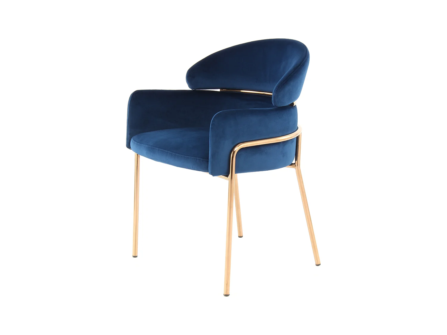 Chaise Design en Velours "Elva" Bleu & Rose Gold