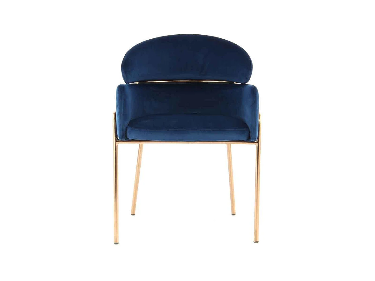 Chaise Design en Velours "Elva" Bleu & Rose Gold