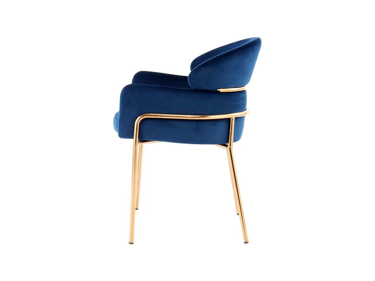 Chaise Design en Velours "Elva" Bleu & Rose Gold