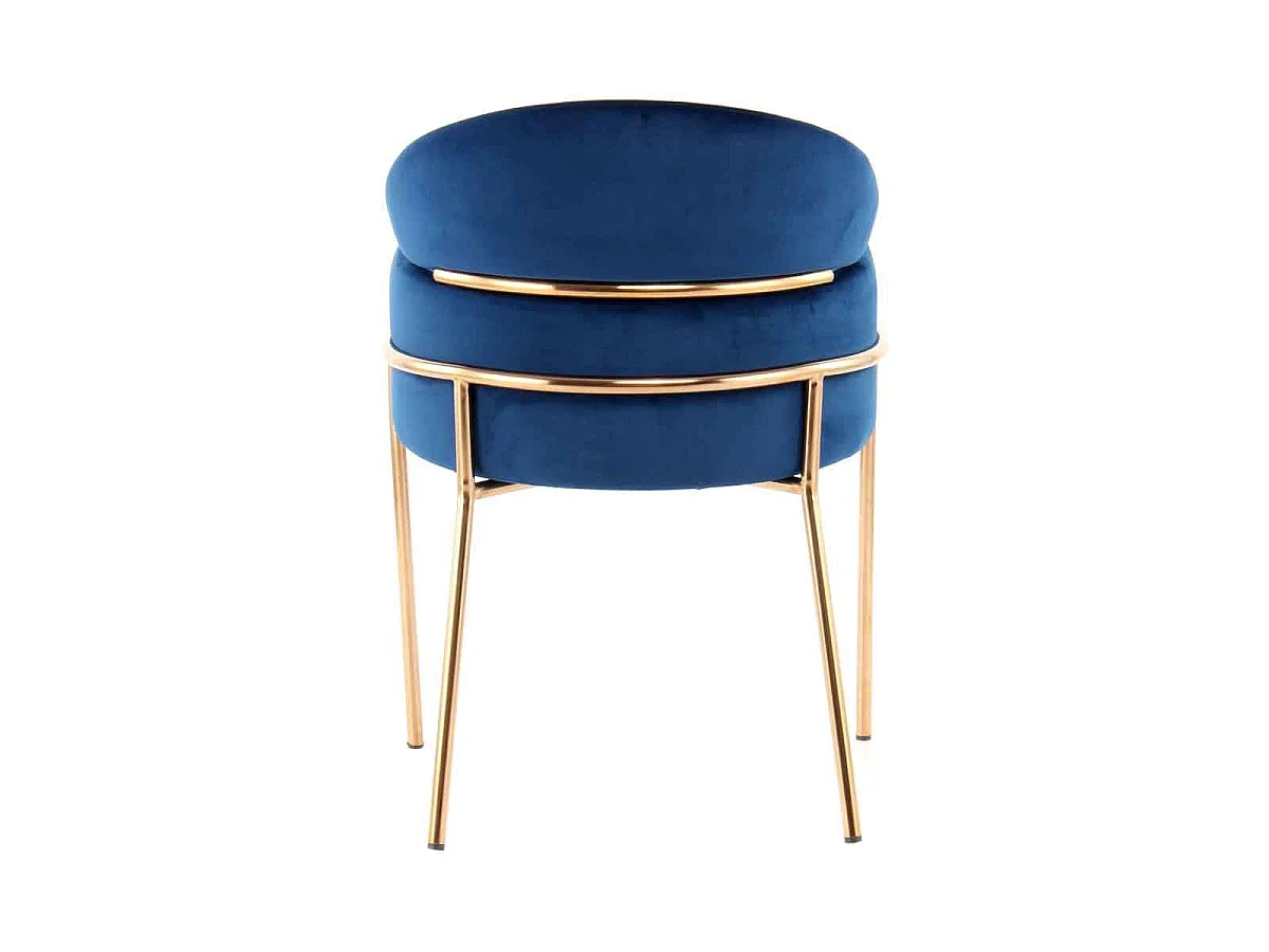 Chaise Design en Velours "Elva" Bleu & Rose Gold