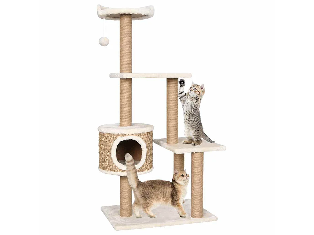 Árvore para gatos c/ postes arranhadores 123 cm erva marinha