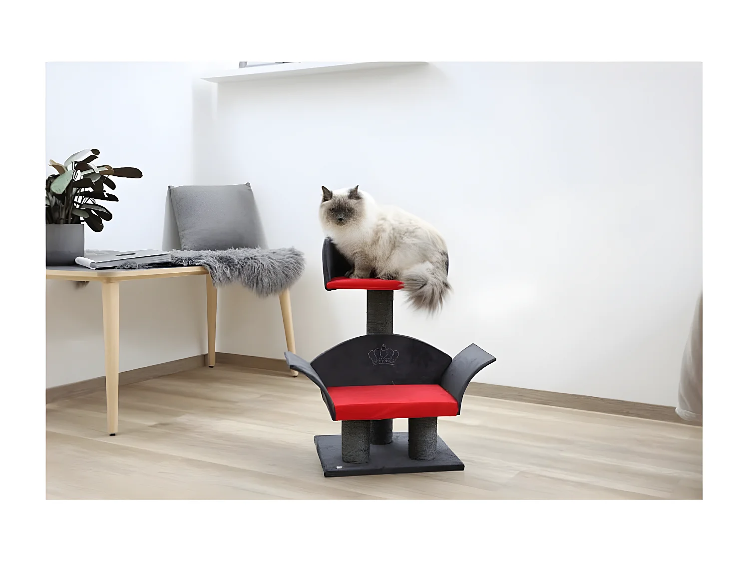 Arbre à chats Lounge Deluxe Gris et rouge 81548