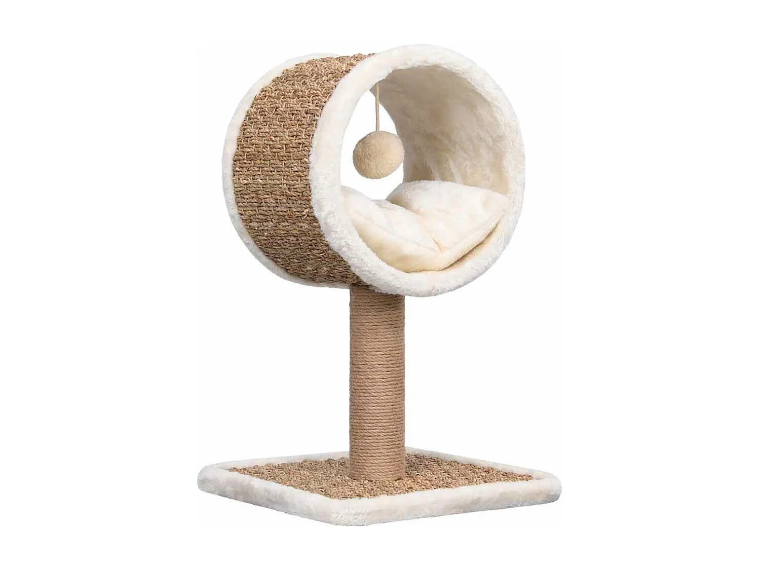 Árvore p/ gatos c/ túnel superior e brinquedo 49cm erva marinha