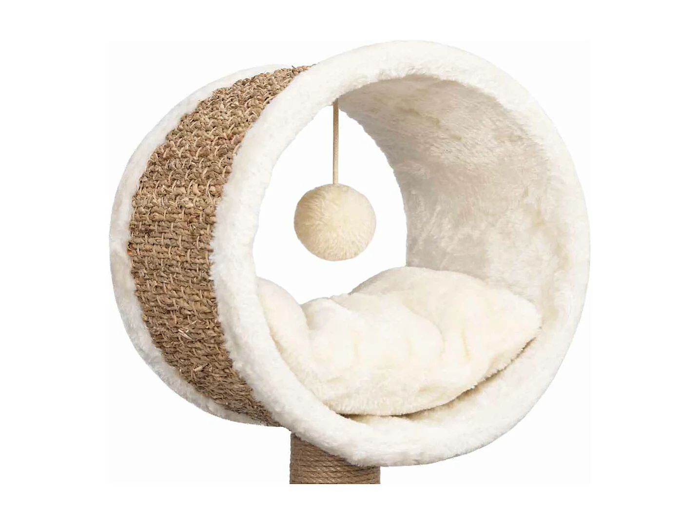 Árvore p/ gatos c/ túnel superior e brinquedo 49cm erva marinha