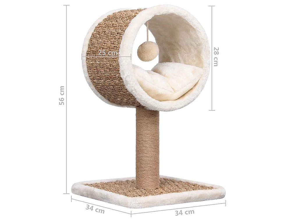 Kattenmeubel met tunnel en speeltje 56 cm zeegras