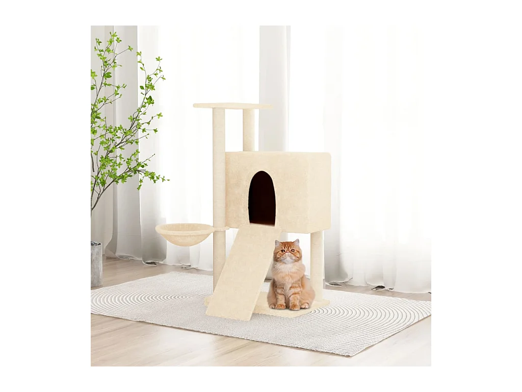 Arbre à chat avec griffoirs en sisal Crème 96 cm