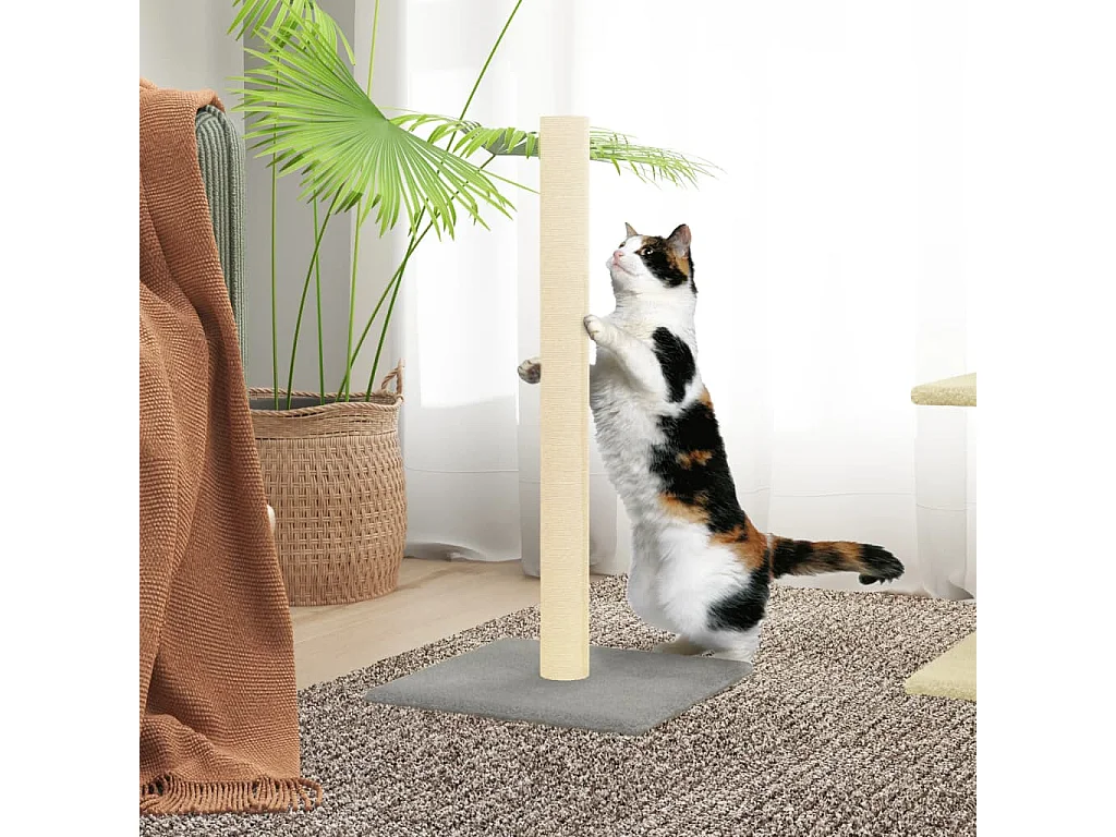 Poste arranhador para gatos 35x35x70 cm cinzento-claro