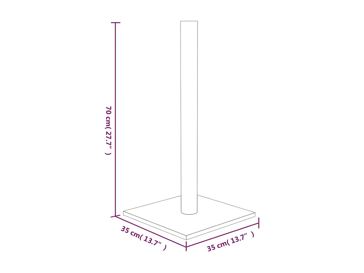 Poste arranhador para gatos 35x35x70 cm cinzento-claro