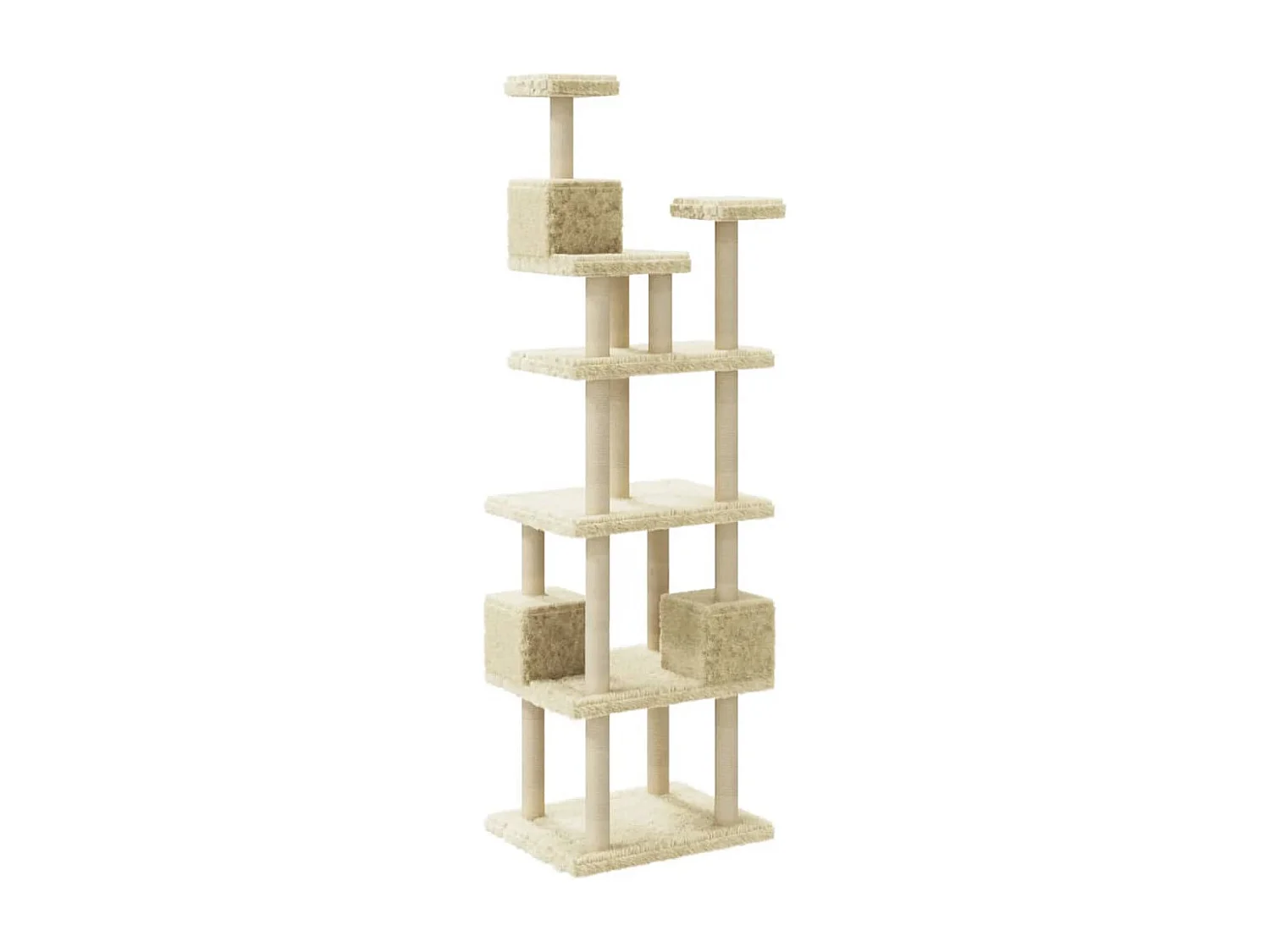 Kattenmeubel met sisal krabpalen 188 cm crèmekleurig