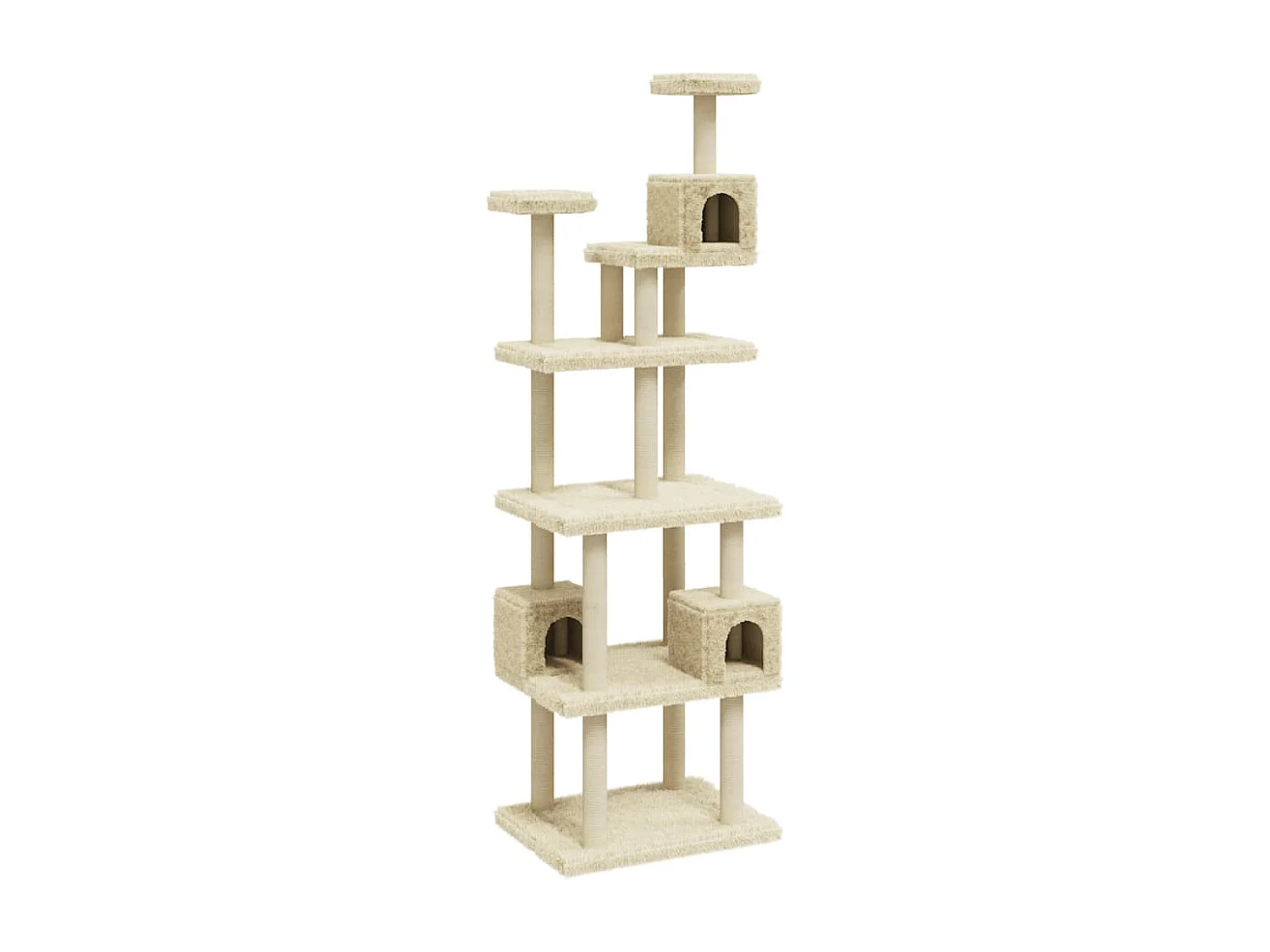 Kattenmeubel met sisal krabpalen 188 cm crèmekleurig