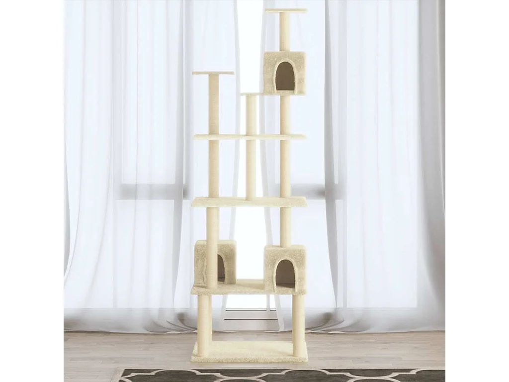 Kattenmeubel met sisal krabpalen 188 cm crèmekleurig