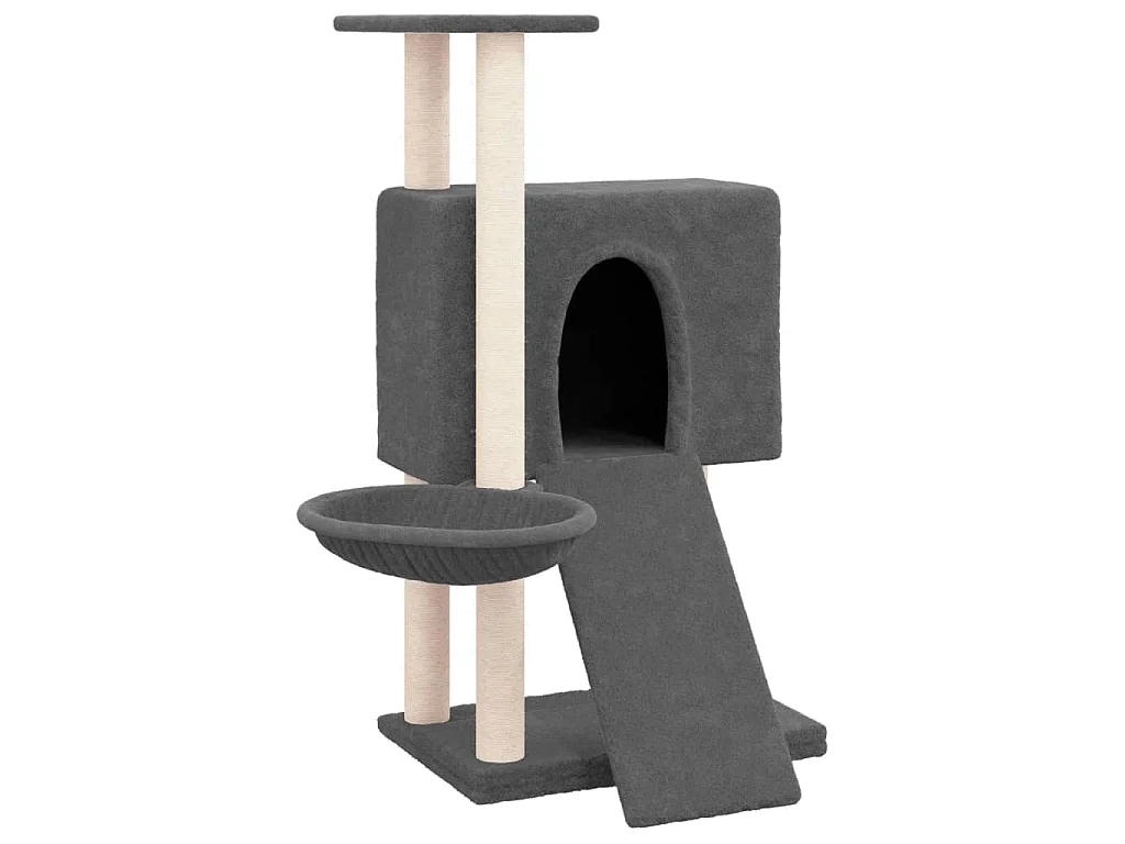 Arbre à chat avec griffoirs en sisal Gris foncé 96 cm